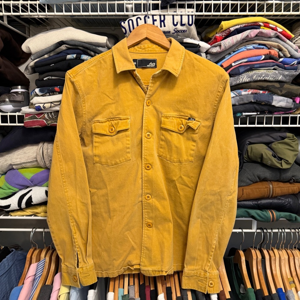 Lost Enterprises Button Down Shirt Mens M Yellow Workwear Long Sleeve Skater